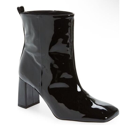 GOOD AMERICAN pattent leather square toe ankle boots high heels sz 10.5 NIB - Picture 2 of 12